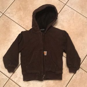 Kids’ Brown Hooded Lined Carhartt coat size 4-5
